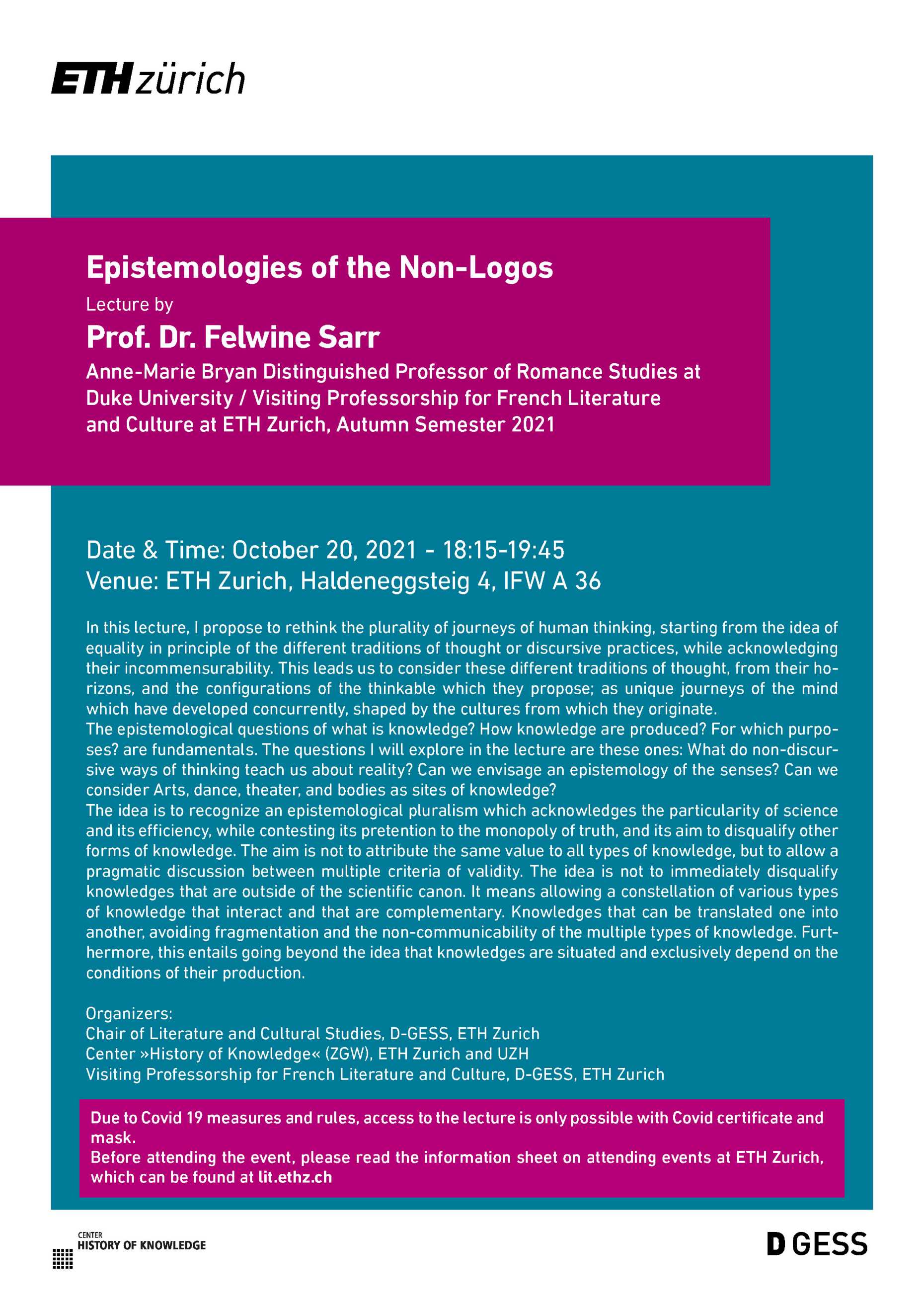 Epistemologies of the Non-Logos, public Lecture by Felwine Sarr